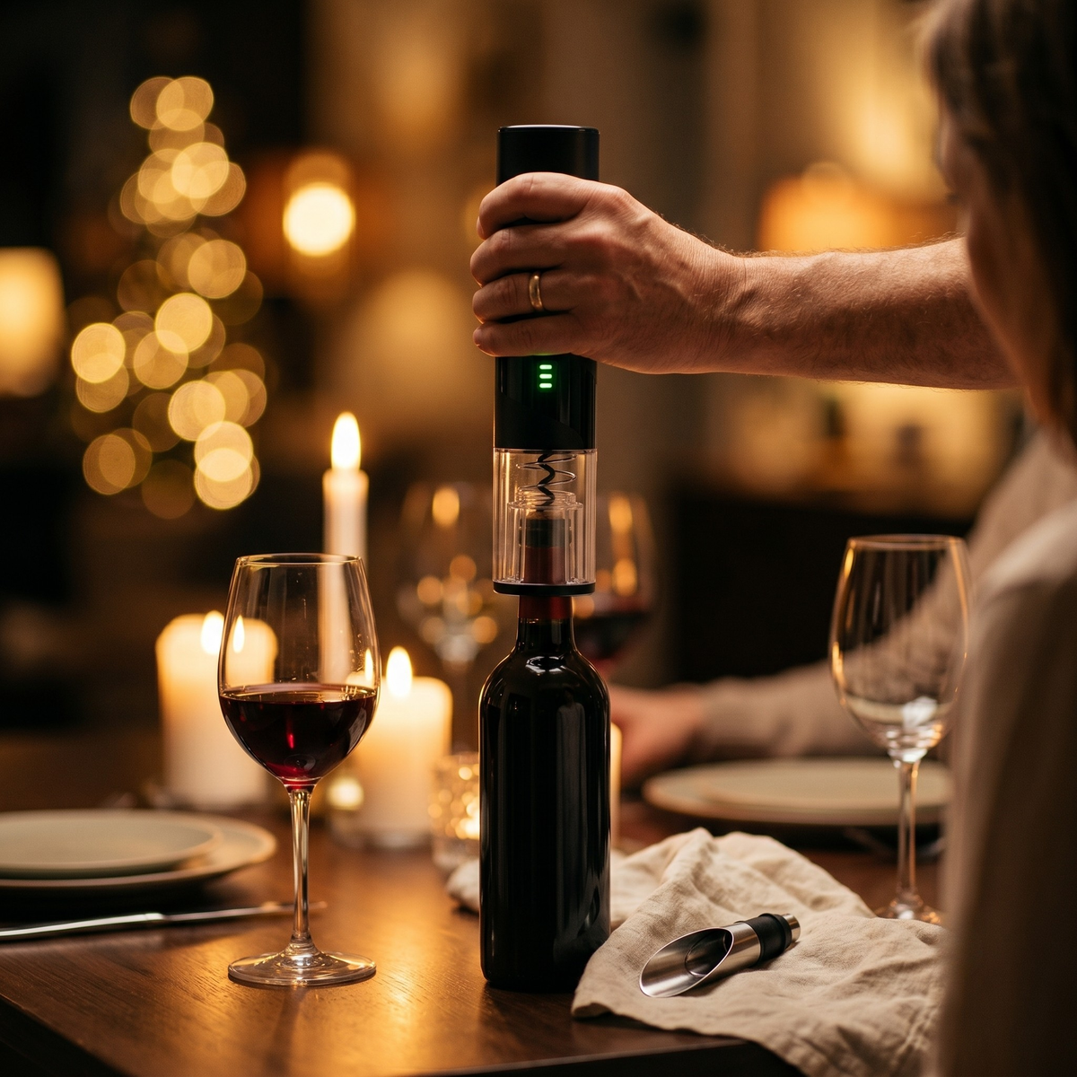Sacacorchos Eléctrico Set 4 en 1 Edición Limitada – Abridor Automático, Aerador, Tapón y Cortacápsulas