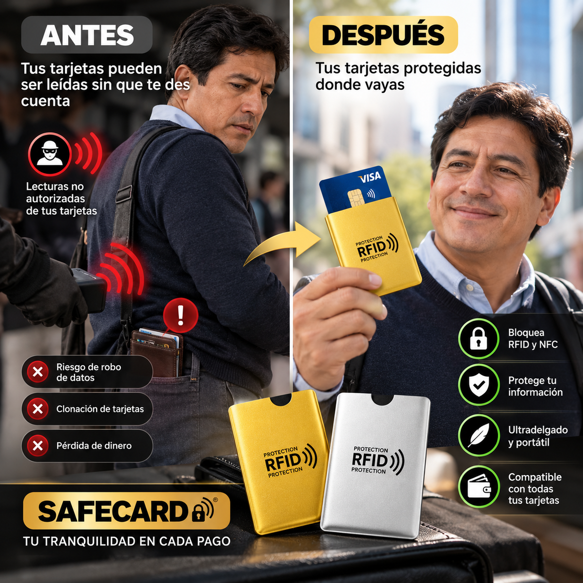SAFECARD - Funda Protectora RFID y NFC para Tarjetas