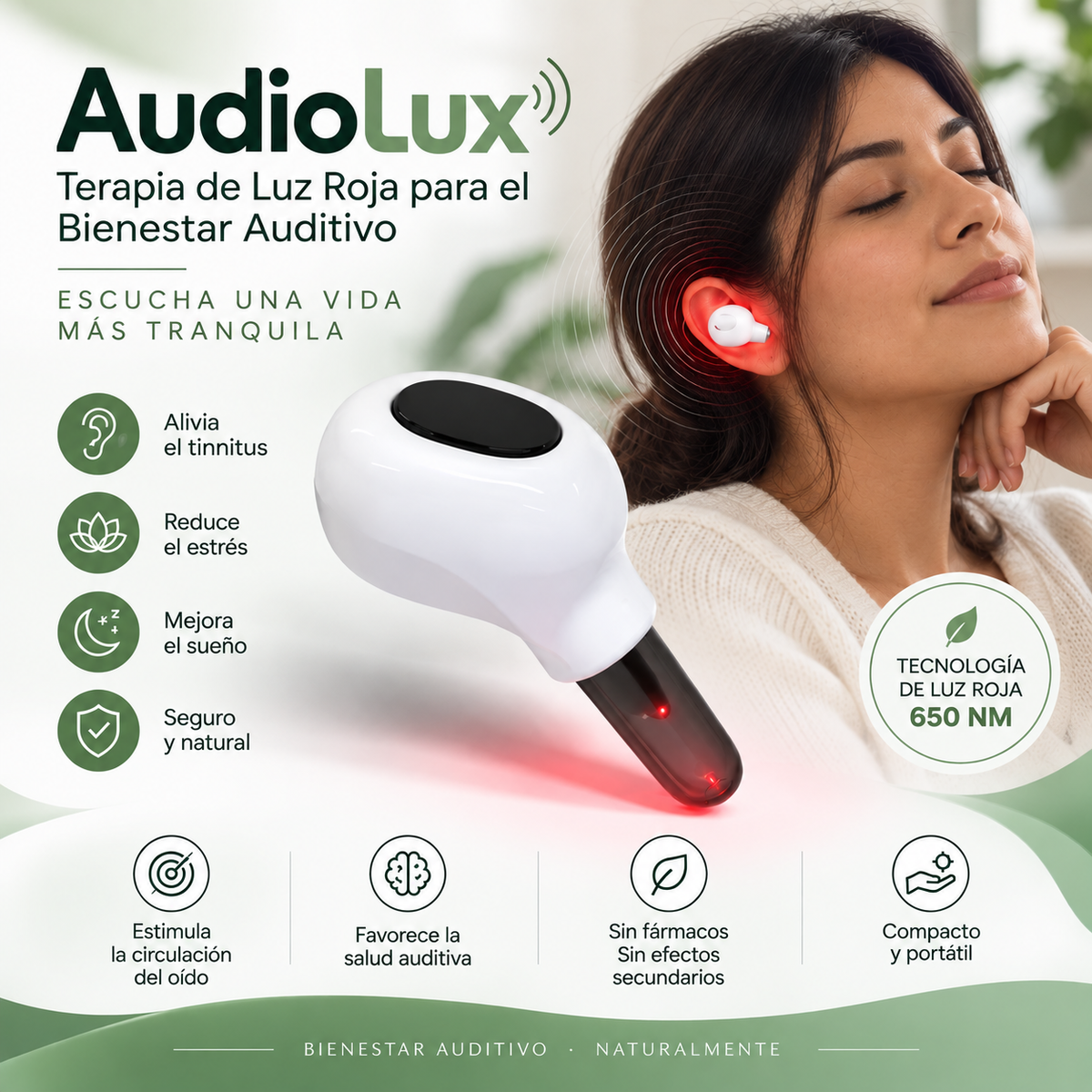 AudioLux - Terapia de Luz Roja para Tinnitus y el Bienestar Auditivo
