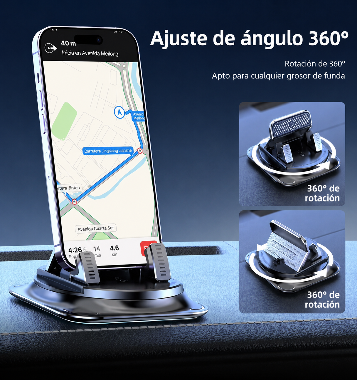 Soporte Multifuncional Giratorio 360° de Teléfono para Auto