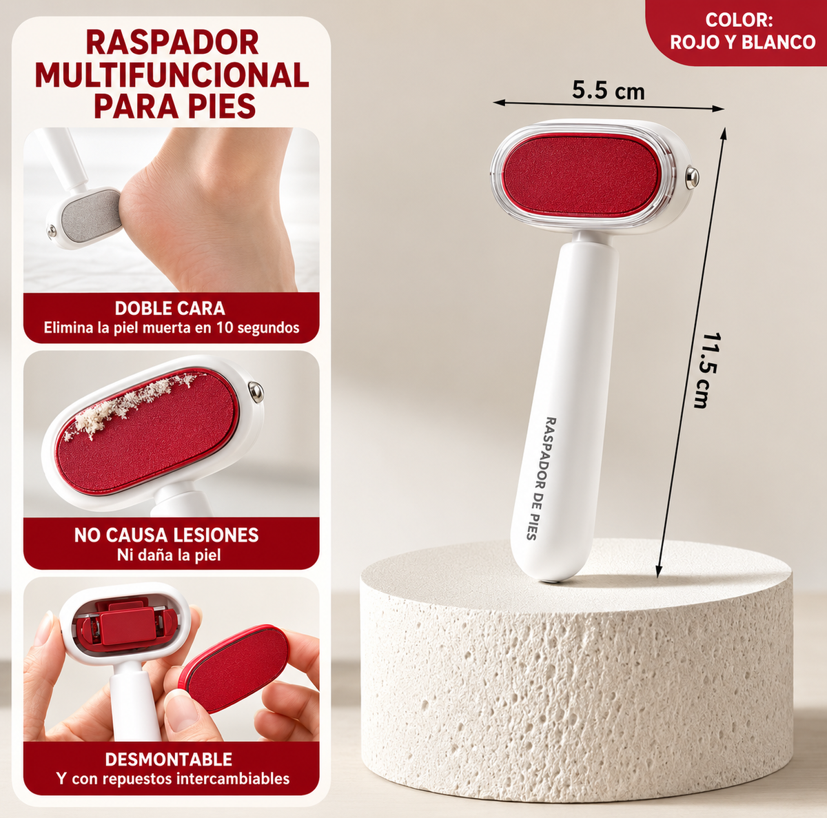DermaSoft - Lima portátil 2 en 1 para pies