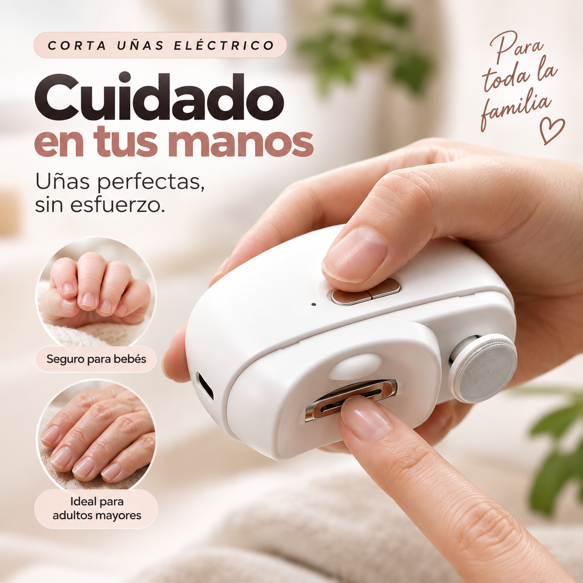 AutoClip - Cortaúñas Eléctrico Familiar 4 en 1