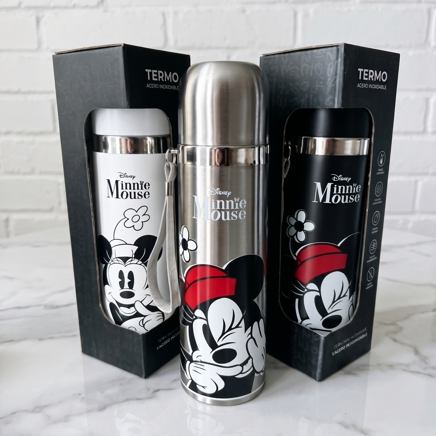 Termo Minnie Mouse Acero Inoxidable 500ml | 24h Frío y Calor | Disney ROMAX
