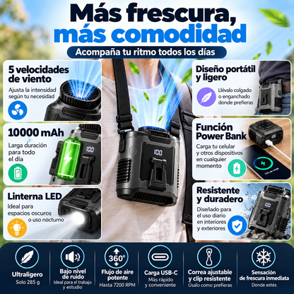 StayCool - Ventilador Portátil 3 en 1 – 10000 mAh