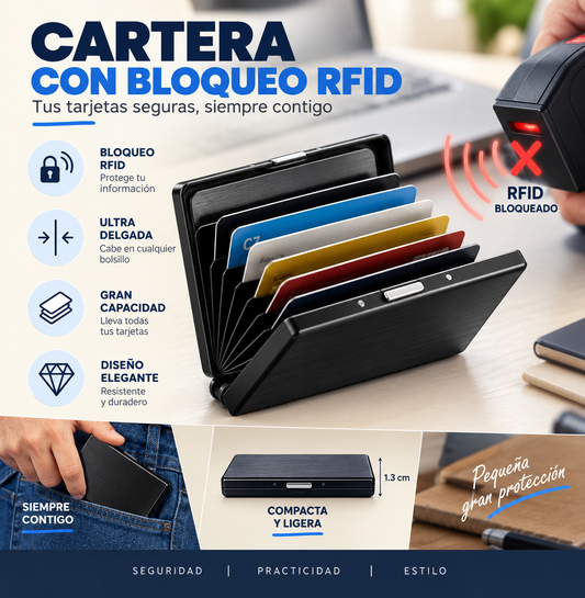 VERYSAFE - Cartera Tarjetero con Bloqueo RFID